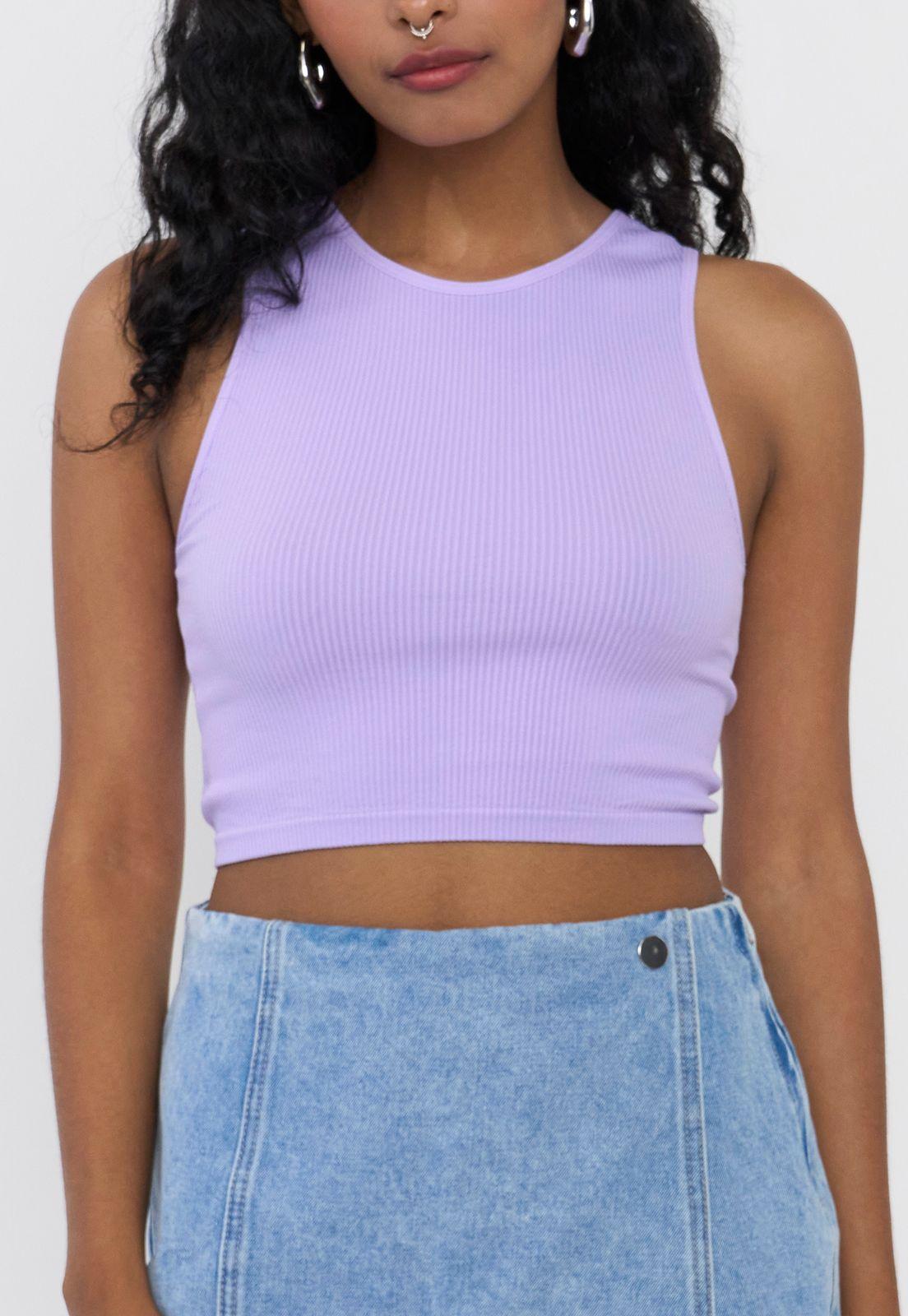 Polera Mujer Cuello Halter Sin Mangas Morado Corona-2