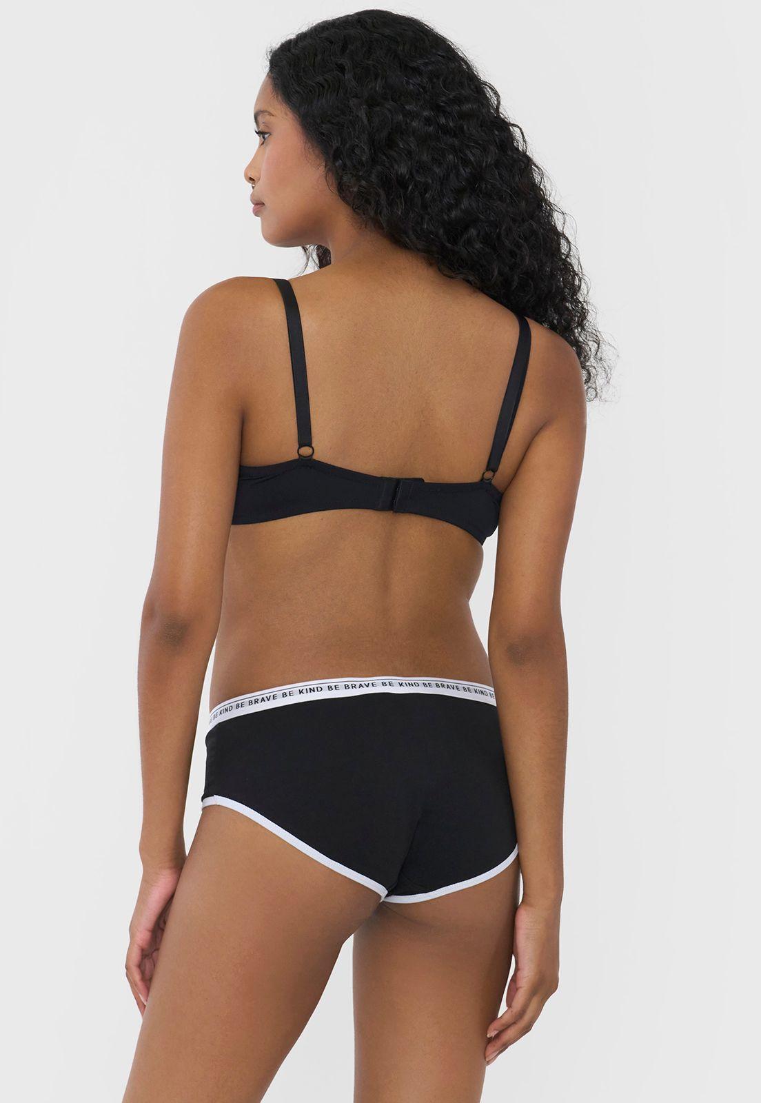Boyshort Mujer Cotton Negro/Blanco Corona-2