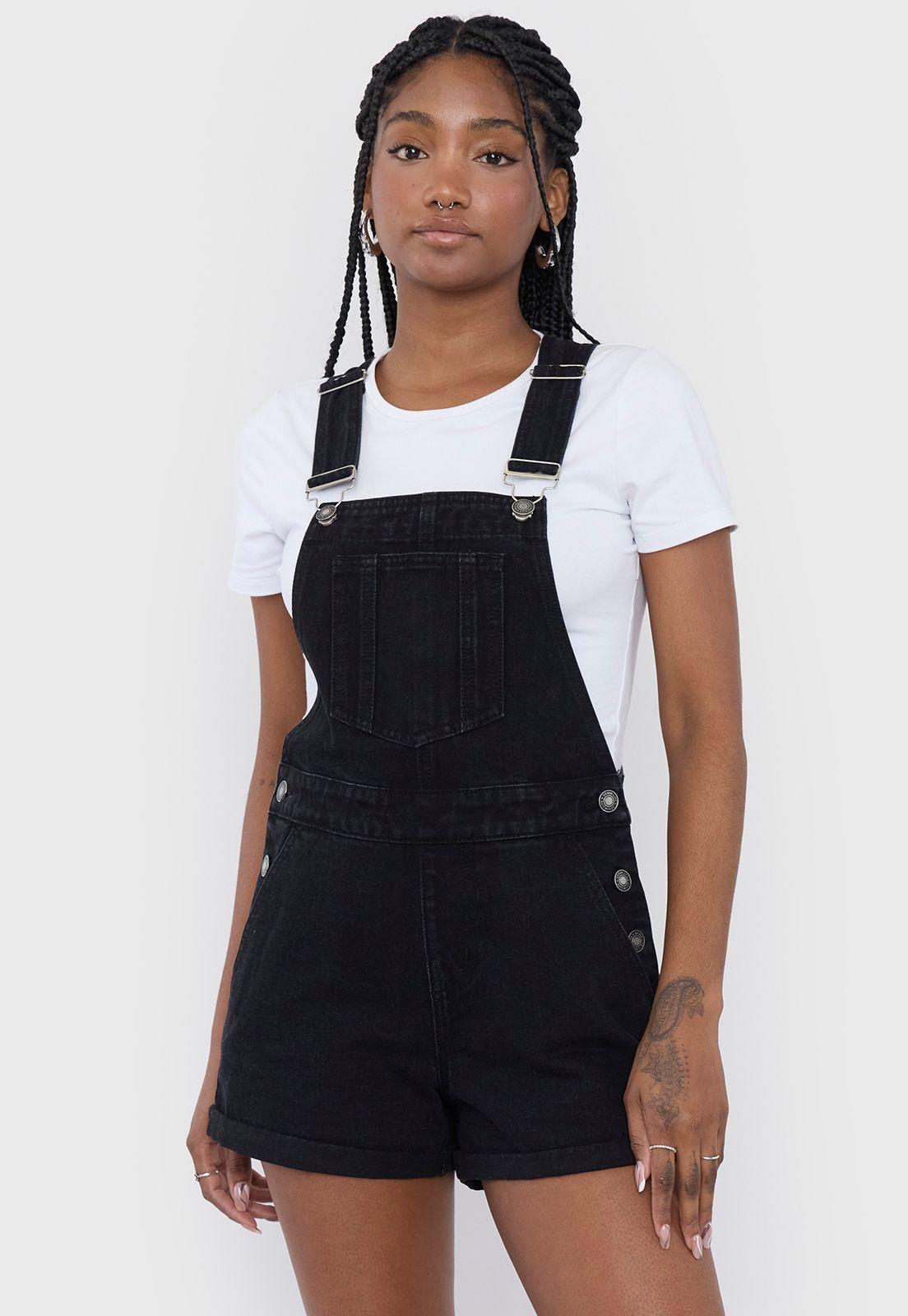 Jardinera Mujer Short Mujer Negro Corona-0