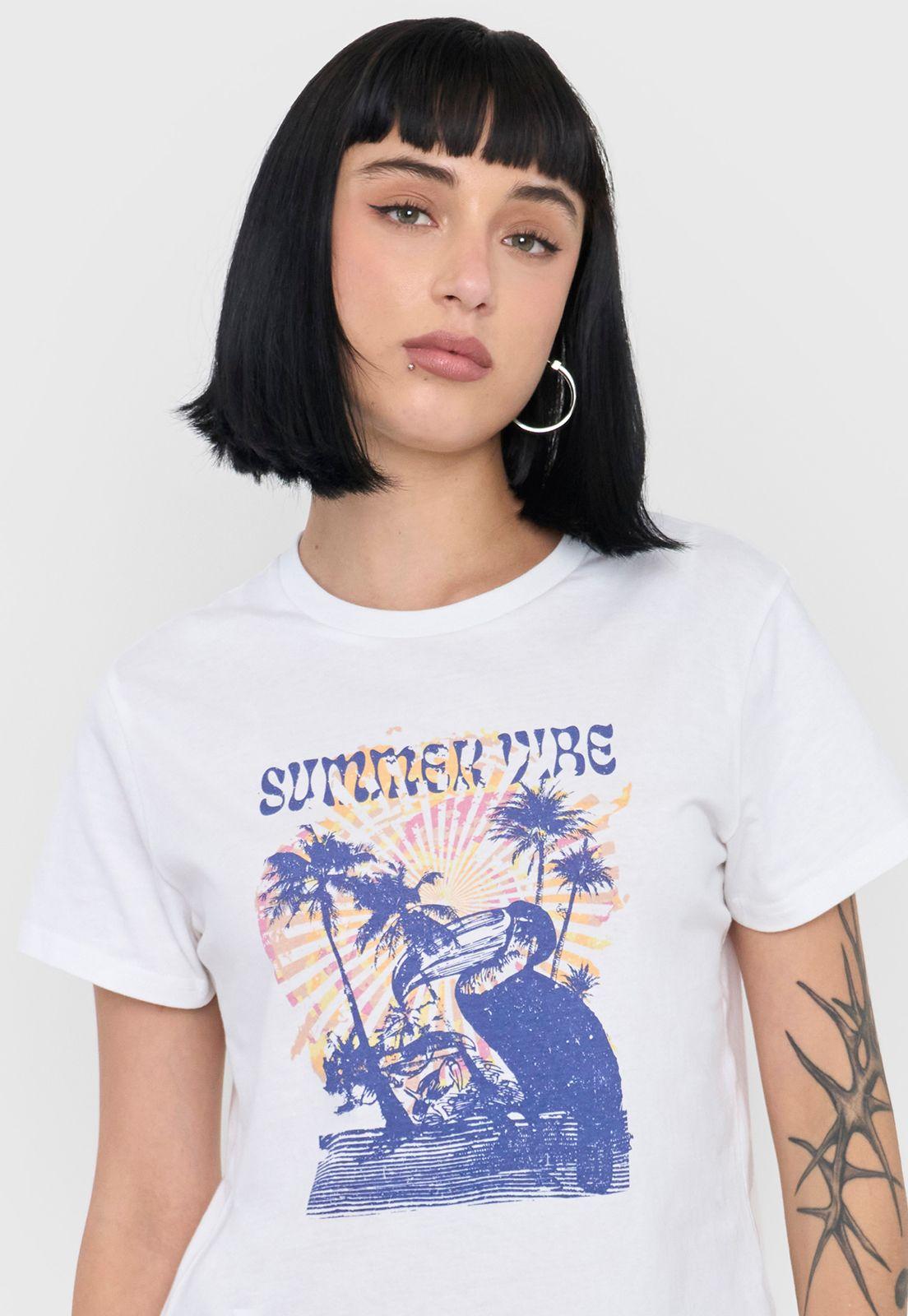 Polera Mujer Fun Regular Fit Color Blanco Corona-2