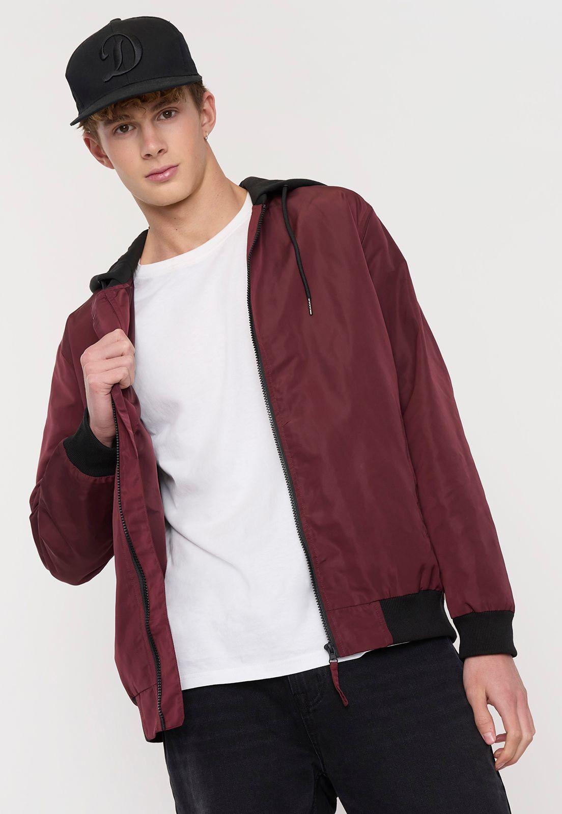Chaqueta Hombre Bomber Burdeo Hoodie Corona-0