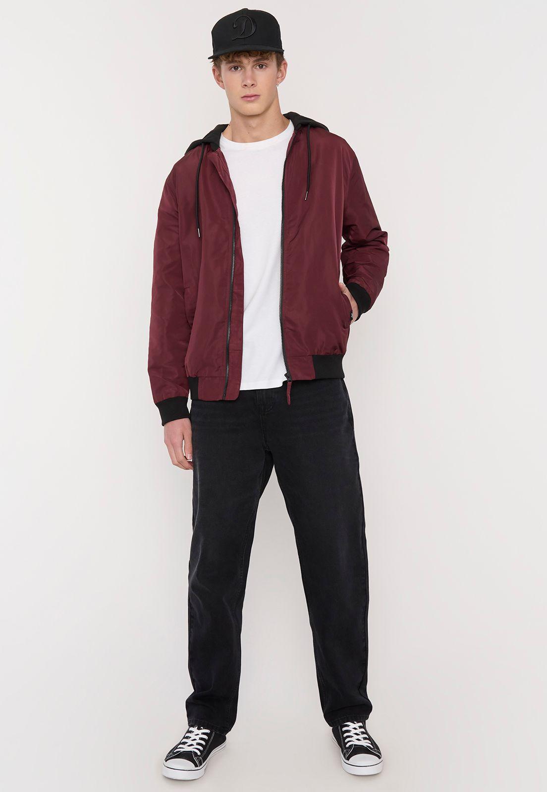 Chaqueta Hombre Bomber Burdeo Hoodie Corona-3