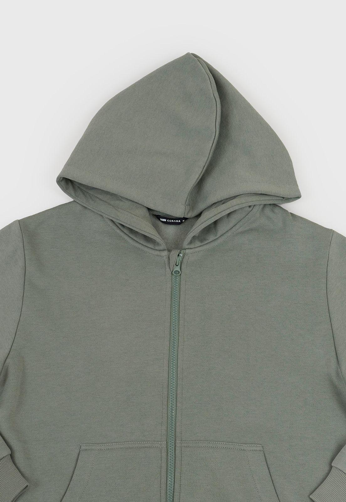 Poleron Niño Teen Zipper Verde Corona-2