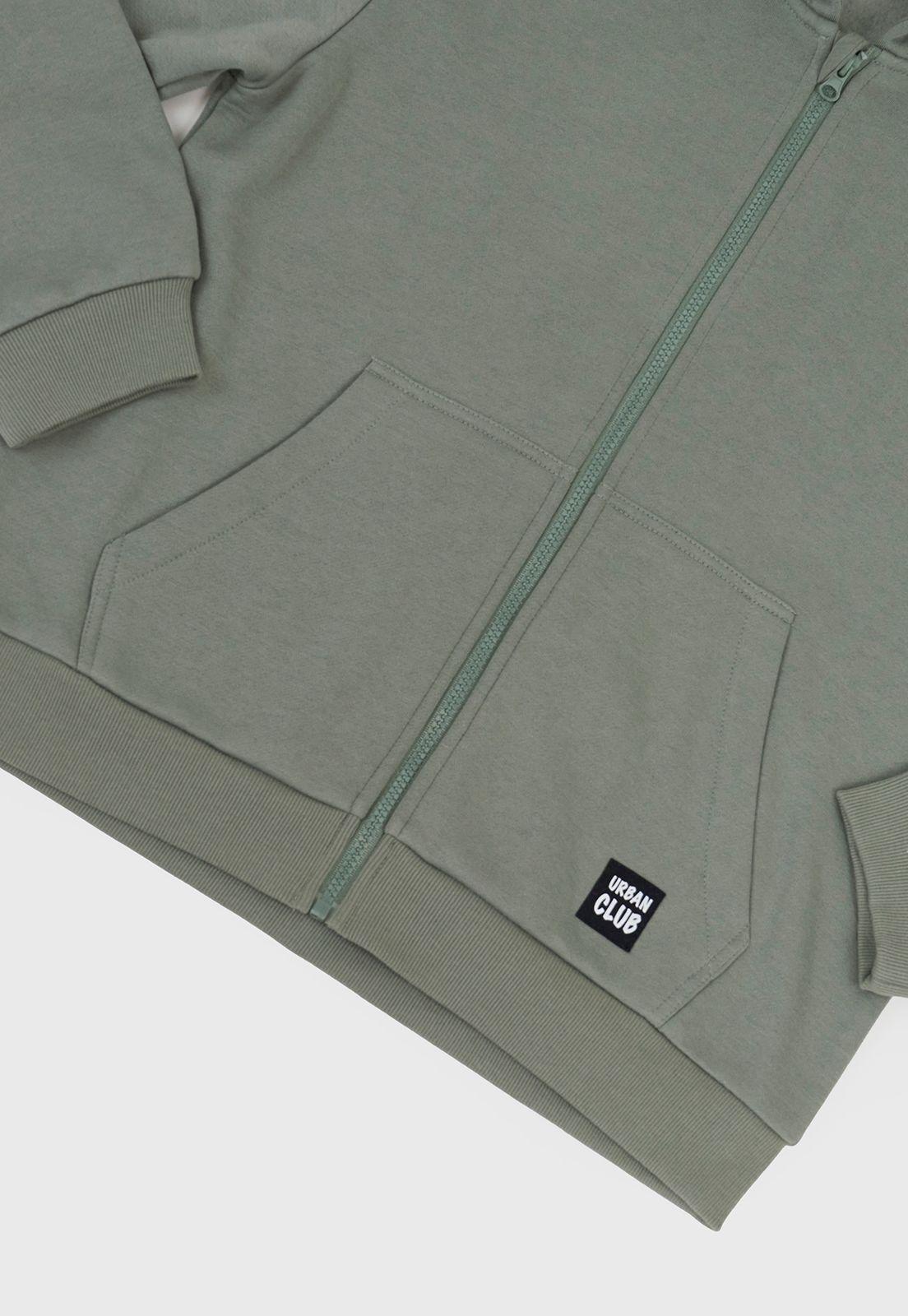 Poleron Niño Teen Zipper Verde Corona-3
