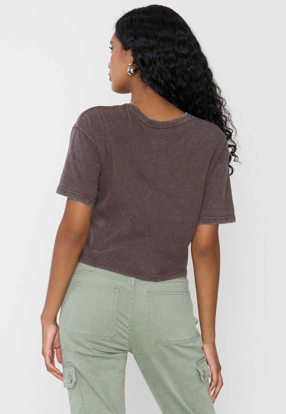 Polera Mujer Fun Manca Corta Crop Café Corona-1