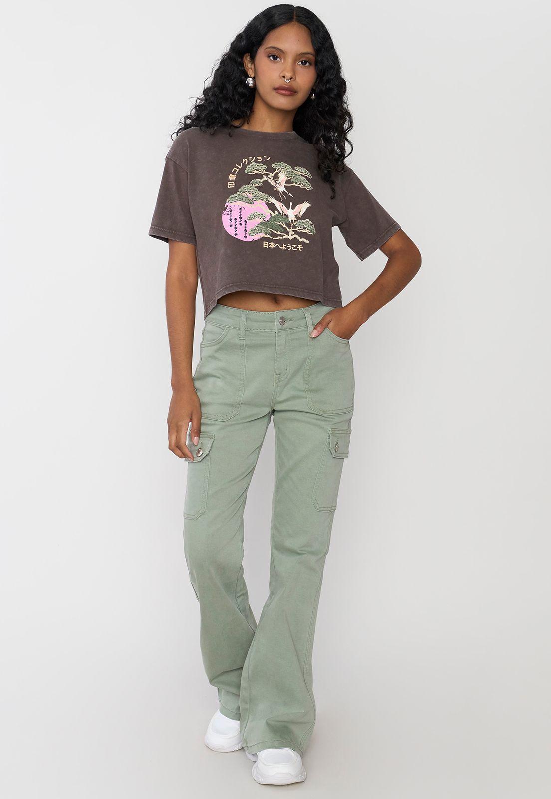 Polera Mujer Fun Manca Corta Crop Café Corona-3