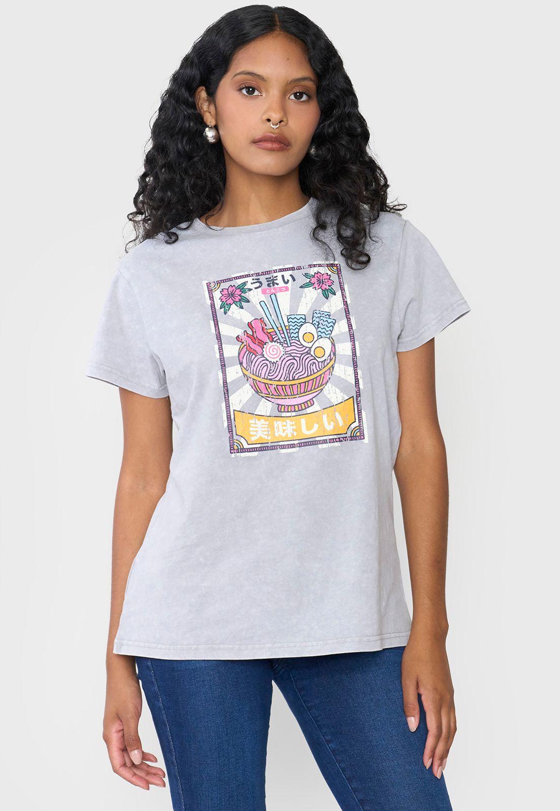 Polera Mujer Regular Fit Fun Color Gris Claro Corona-0