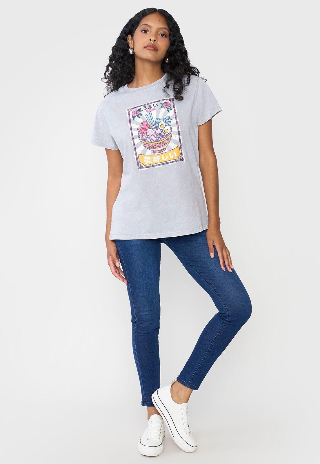 Polera Mujer Regular Fit Fun Color Gris Claro Corona-3