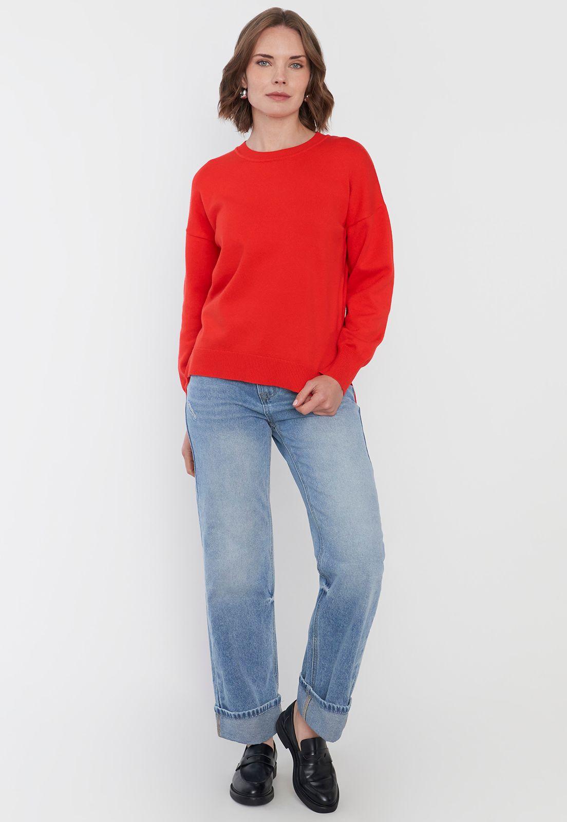 Sweater Mujer Cuello Redondo Rojo Corona-3