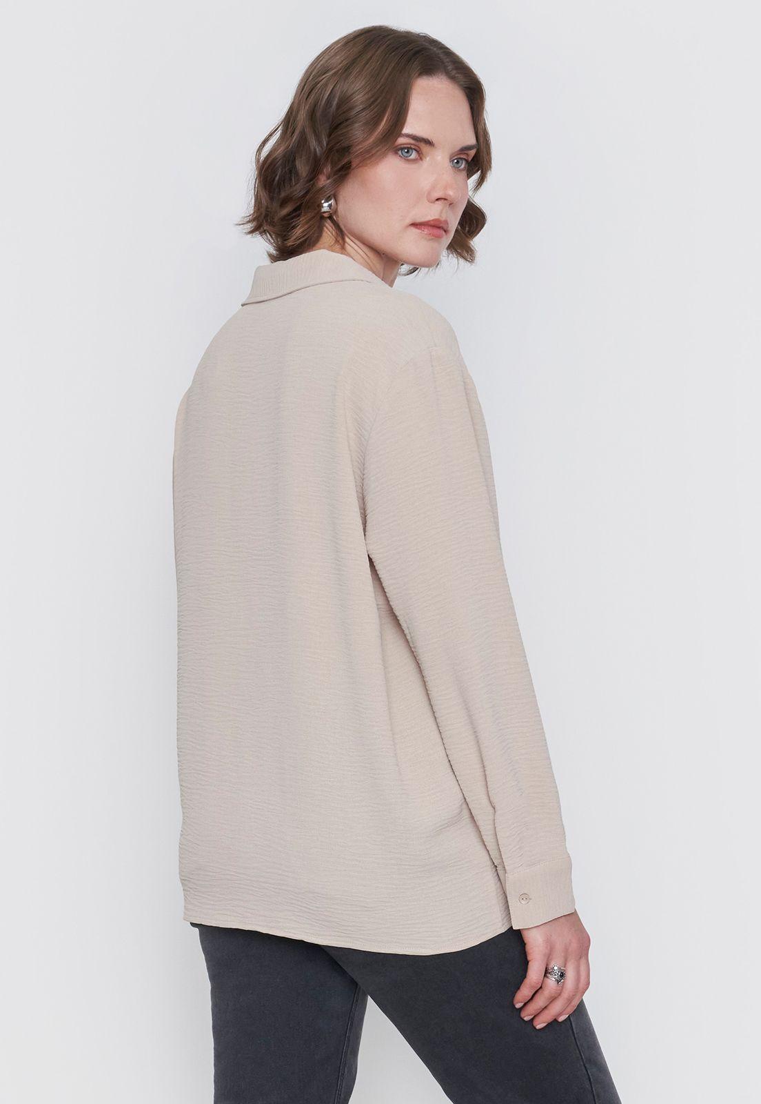Blusa Mujer Camisera Beige Corona-1