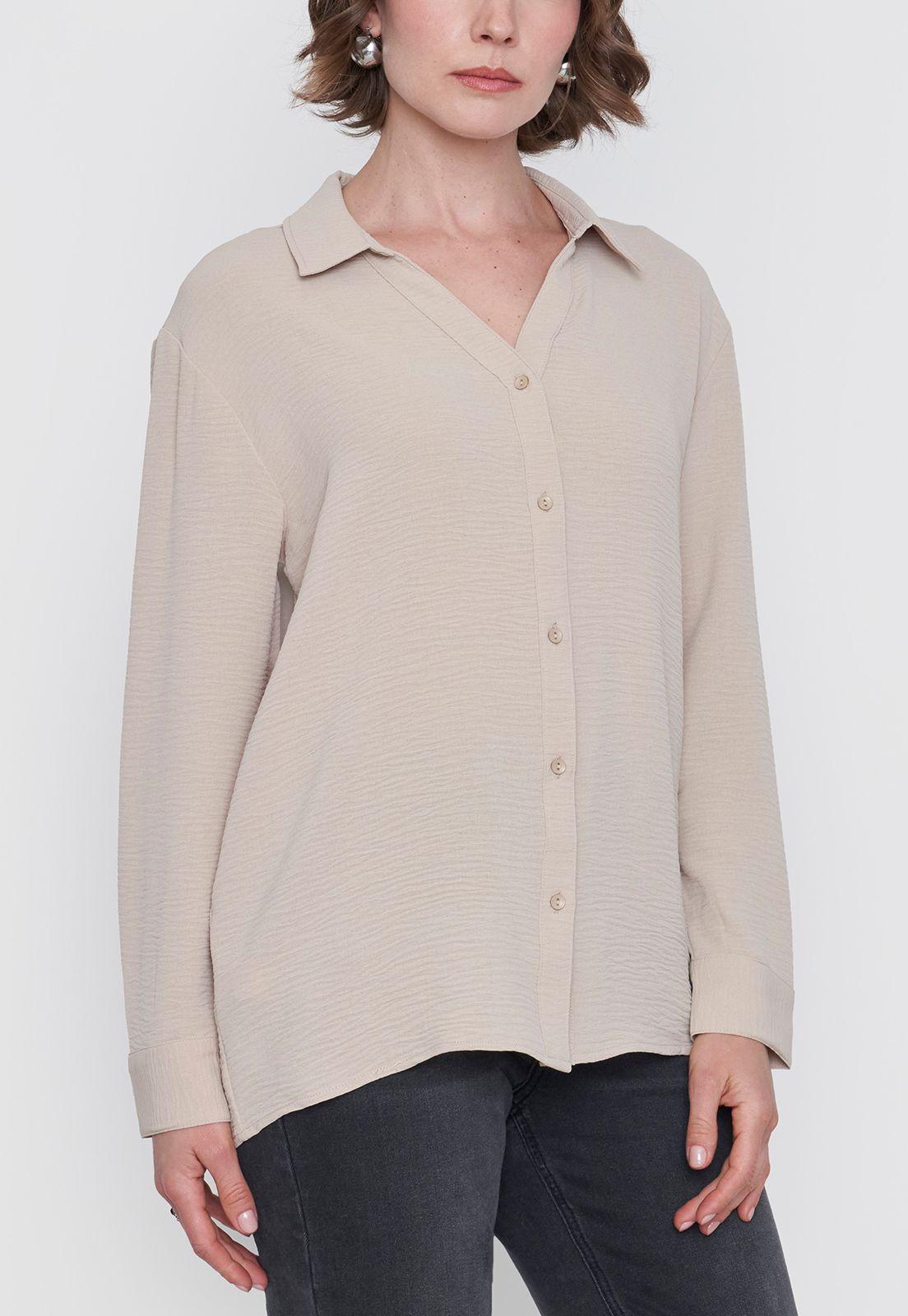 Blusa Mujer Camisera Beige Corona-2