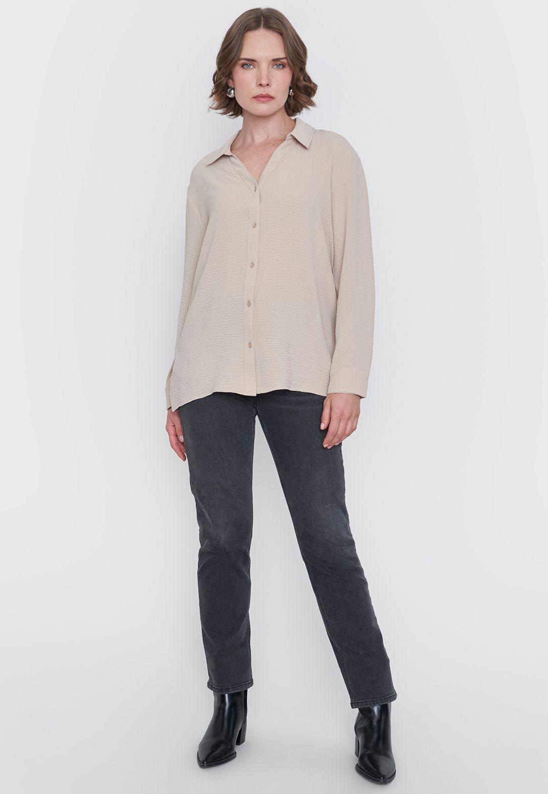 Blusa Mujer Camisera Beige Corona-3