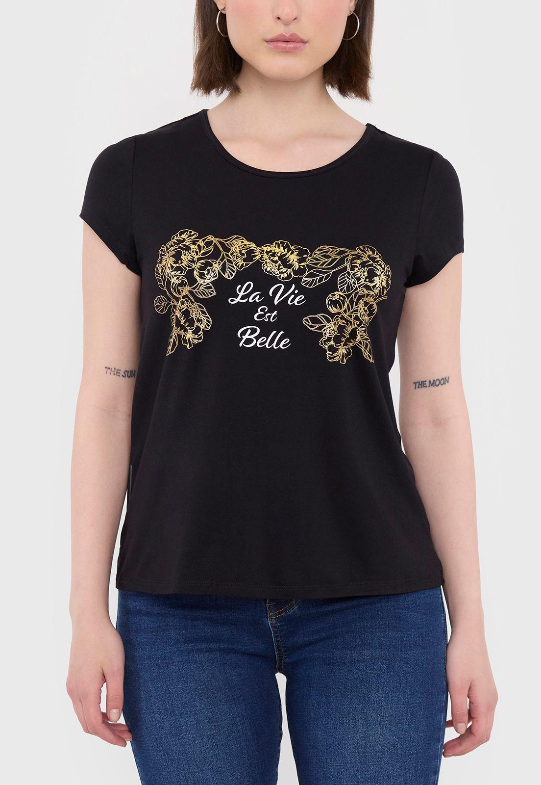 Polera Mujer Viscosa Negro La Vie Est Belle Corona-2