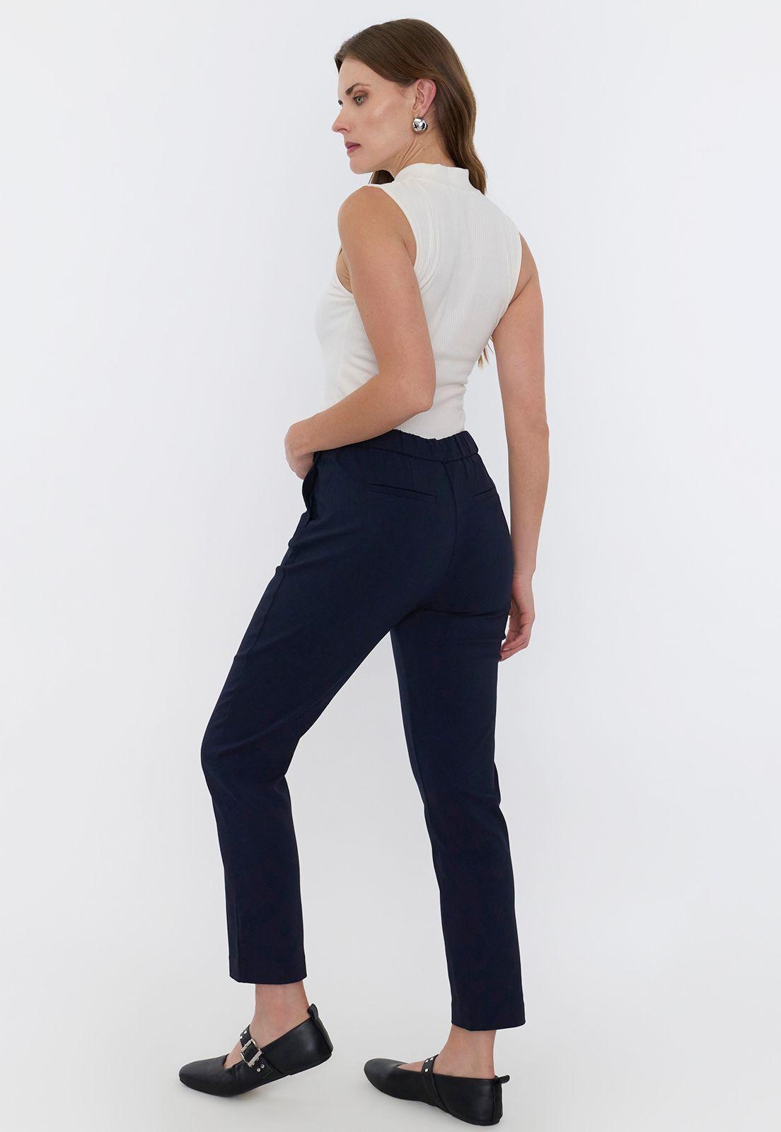 Pantalón Mujer Básico Azul Marino Liso Corona-2