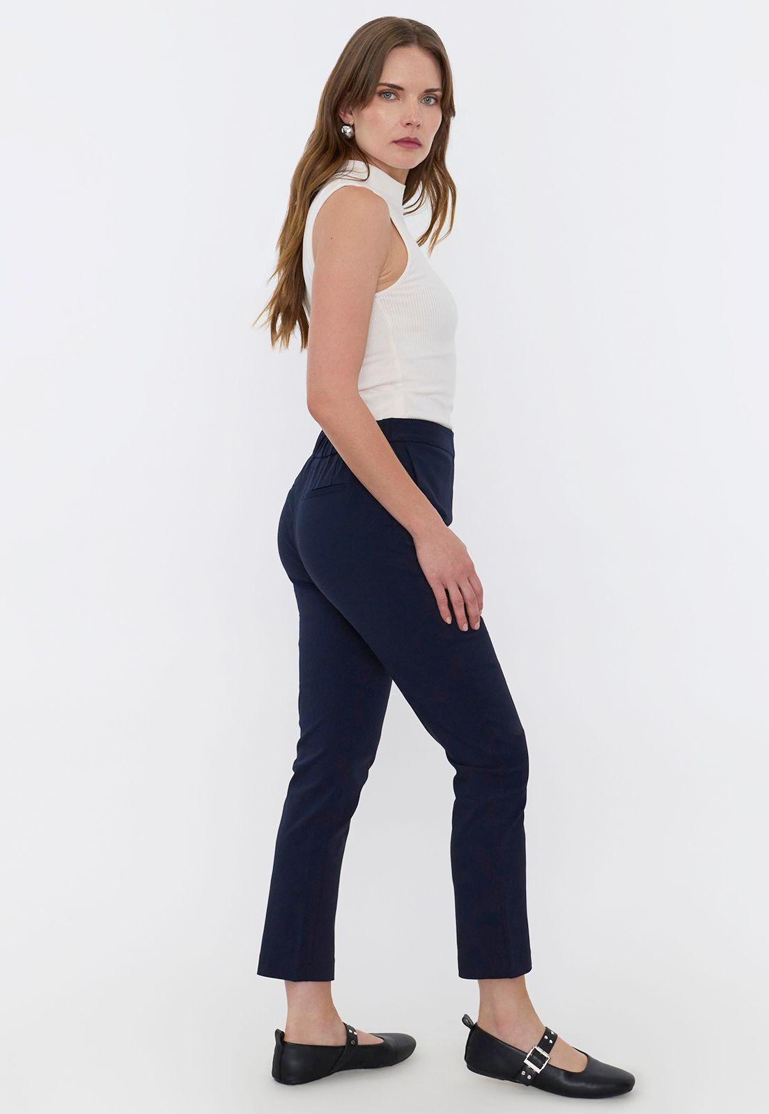 Pantalón Mujer Básico Azul Marino Liso Corona-3