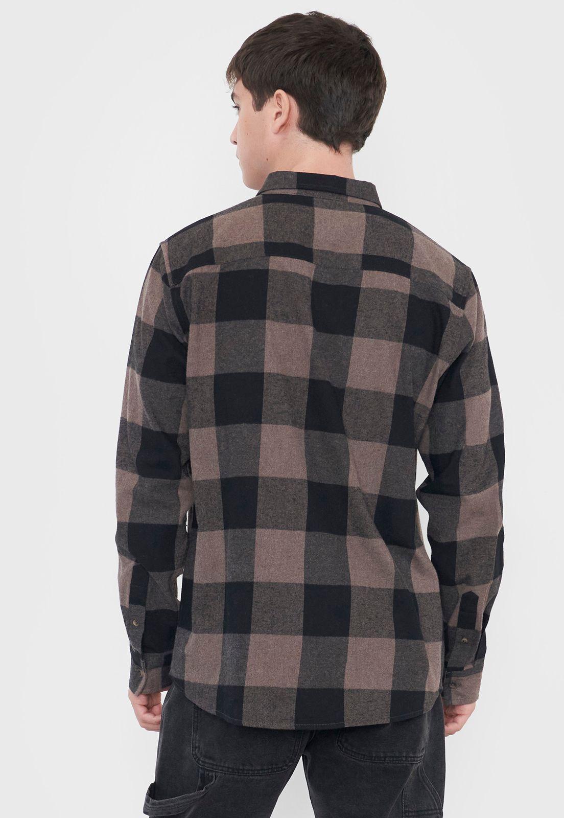 Camisa Hombre Cuadros Café Corona-1
