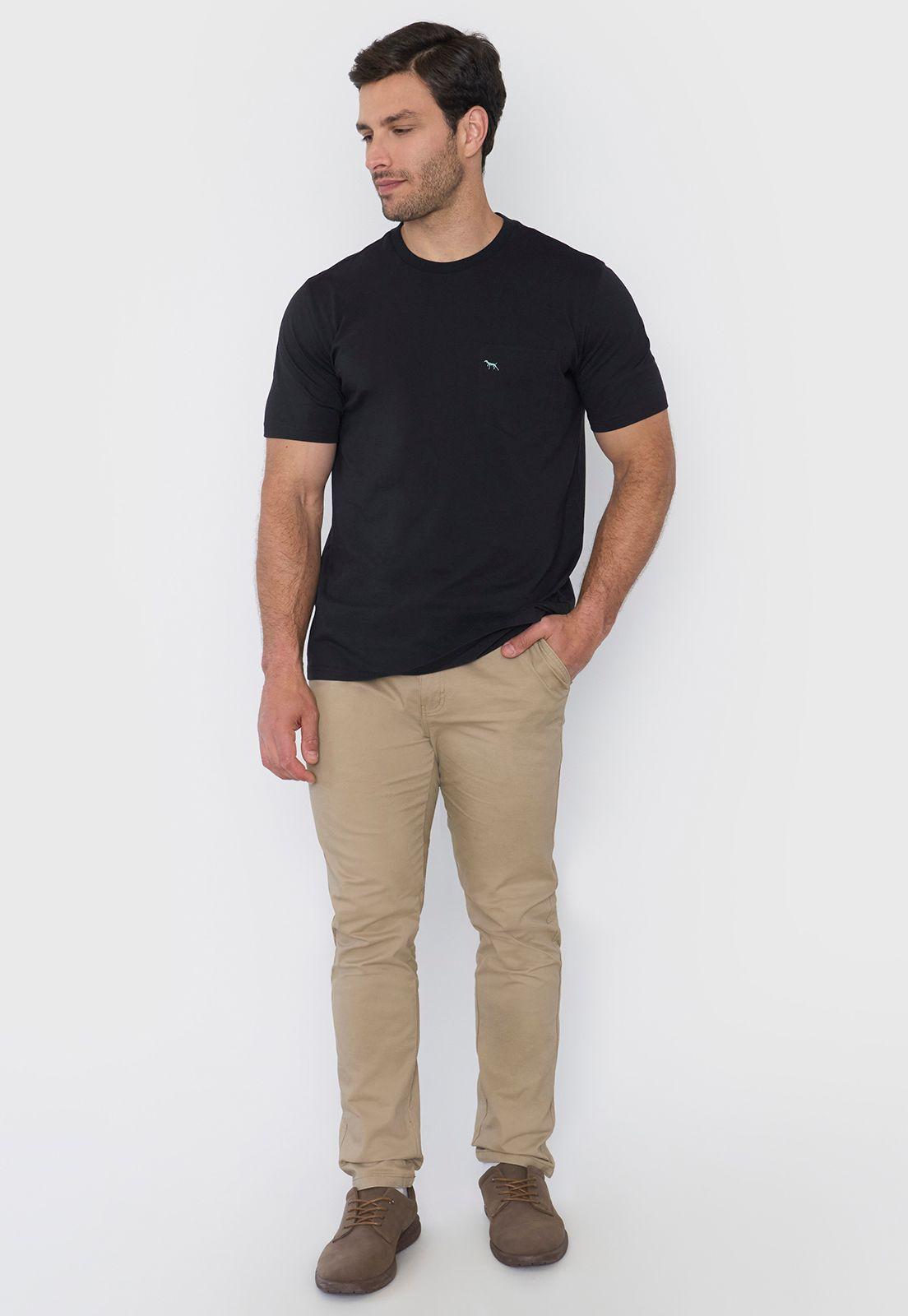 Polera Hombre Cneck Bolsillo Color Negro Corona-3