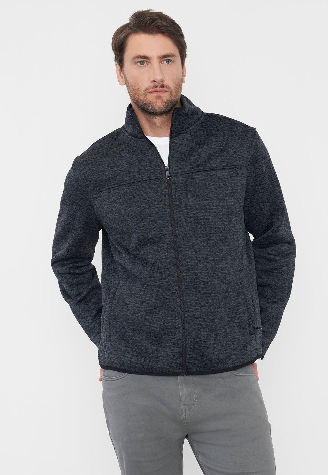 Polerón Hombre Tejido Full Zipper Charcoal Corona-0