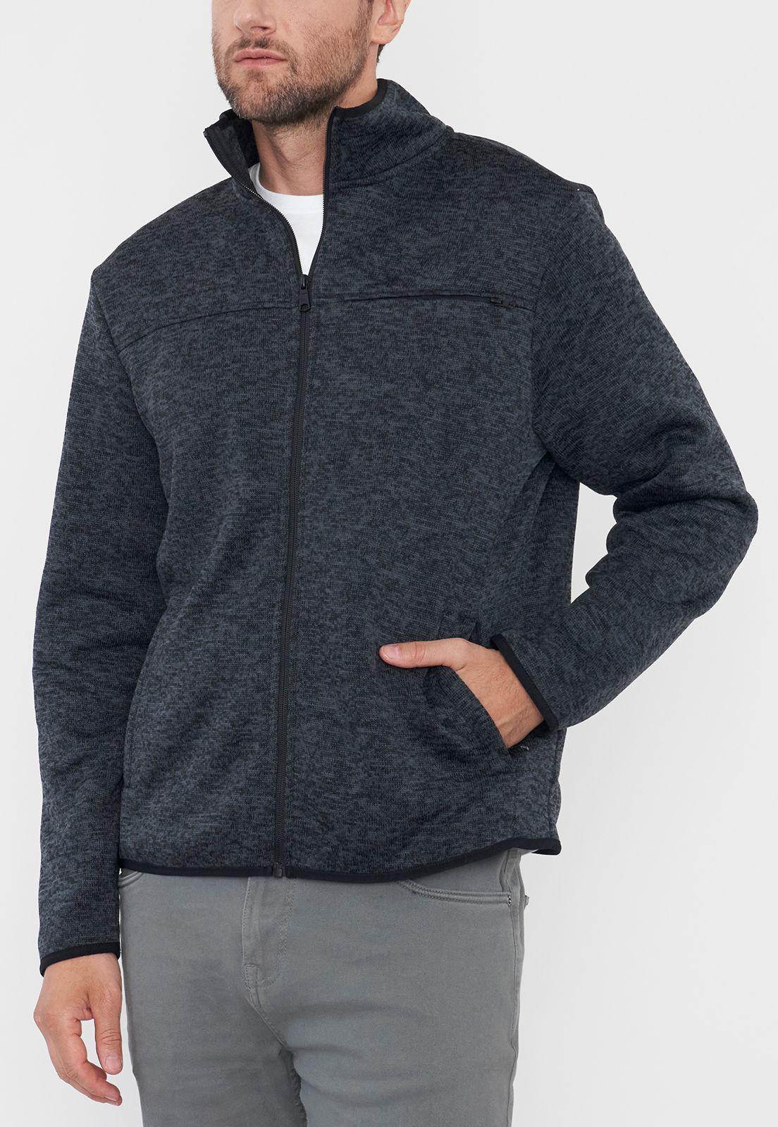 Polerón Hombre Tejido Full Zipper Charcoal Corona-2