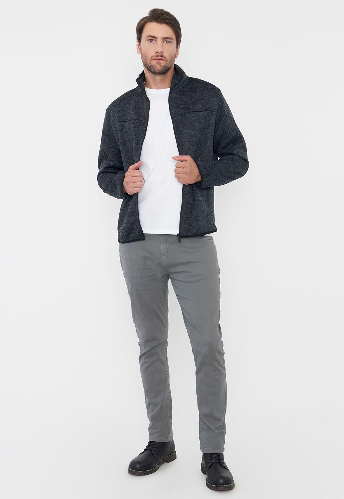 Polerón Hombre Tejido Full Zipper Charcoal Corona-3