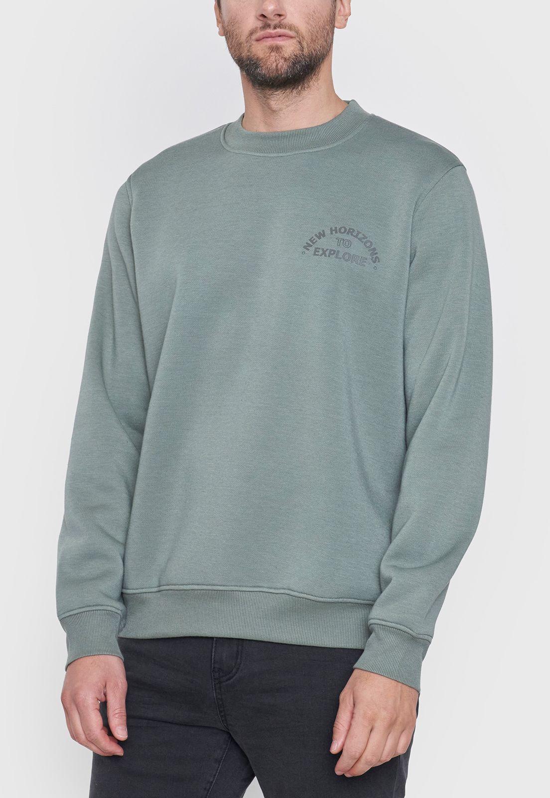 Polerón Hombre Rneck Front Print Musgo Corona-2