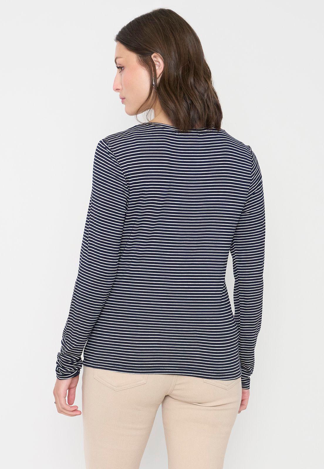 Polera Mujer Manga Larga Líneas Azul Marino Corona-1