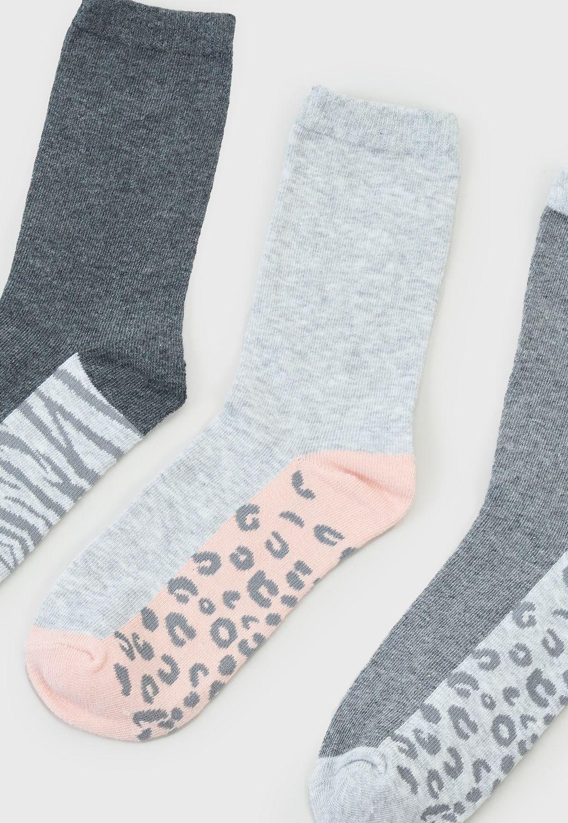 Calcetines Mujer Tripack Largos Mix Gris Corona-3