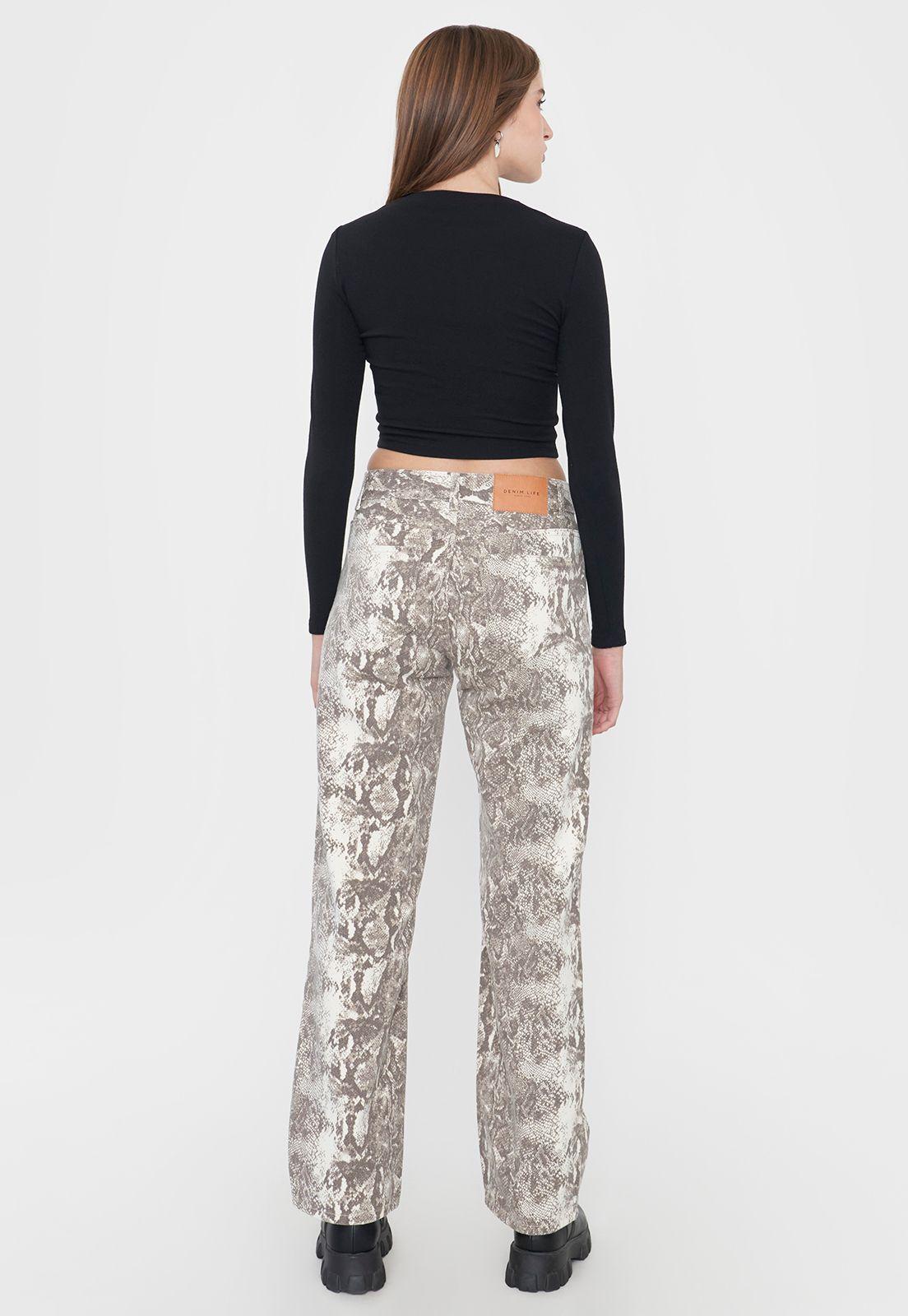 Jeans Mujer Straight Fit Noventero Print Café Corona-2