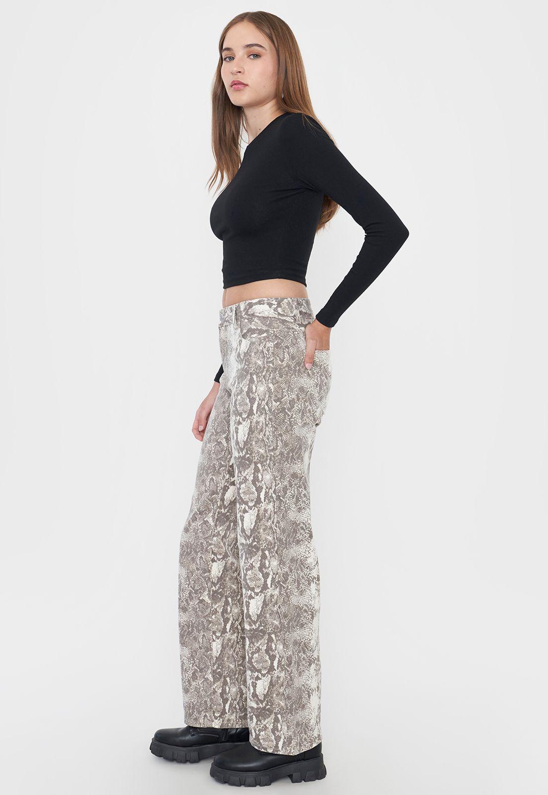 Jeans Mujer Straight Fit Noventero Print Café Corona-3
