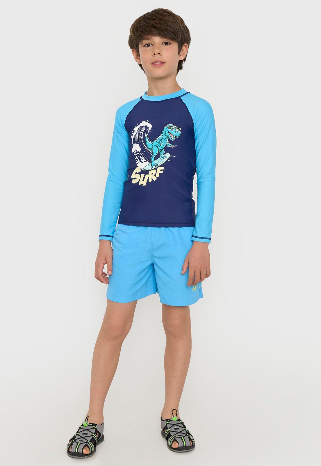 Traje De Baño Niño Kids Polera Manga Larga Navy Corona-3