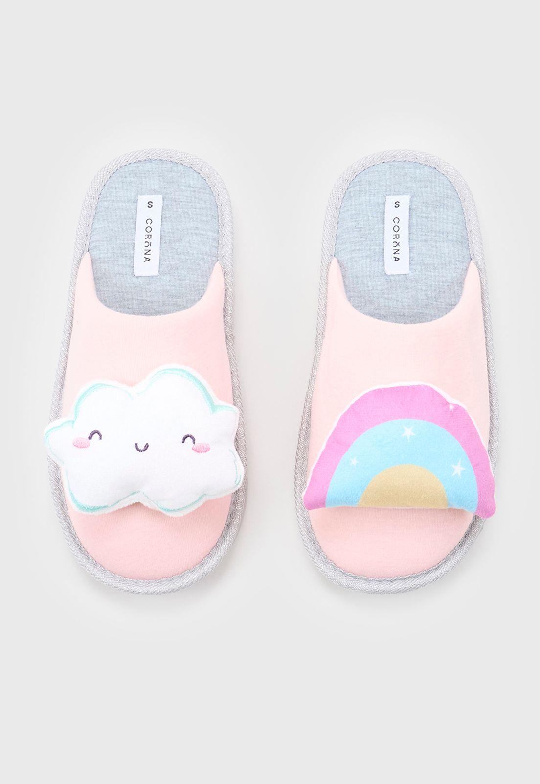 Pantufla Mujer Aplicación Rosado Corona-2