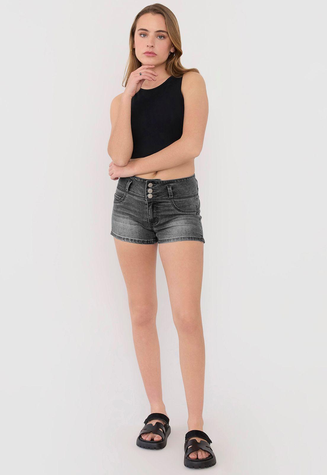 Short Mujer Botones Negro Corona-0