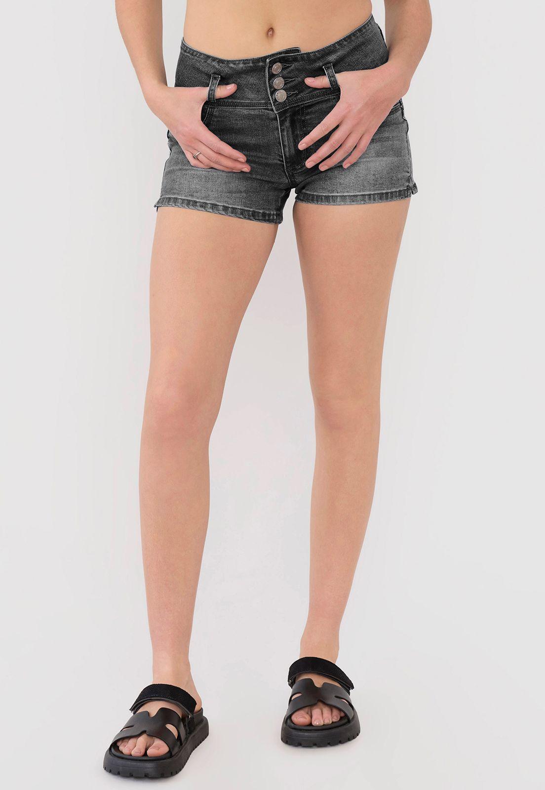 Short Mujer Botones Negro Corona-1