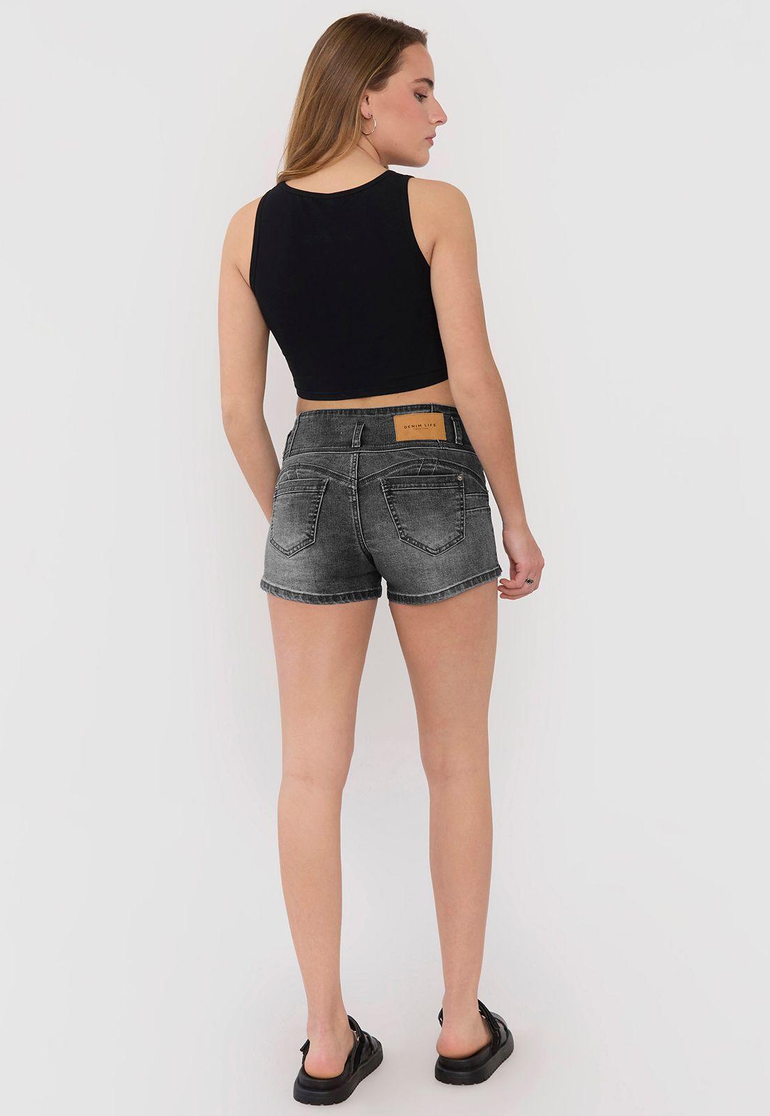 Short Mujer Botones Negro Corona-2