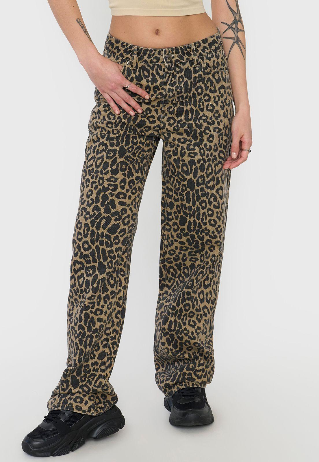 Jeans Mujer Fit Noventero Animal Print Café Corona-1