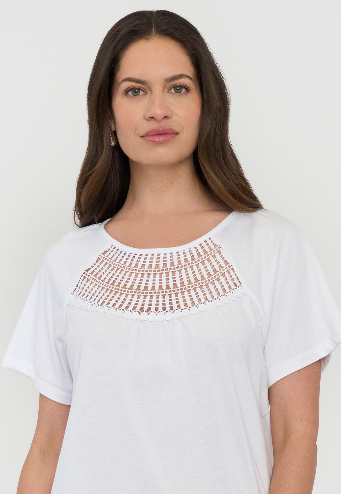 Polera Mujer Escote Macramé Ecru Corona-2