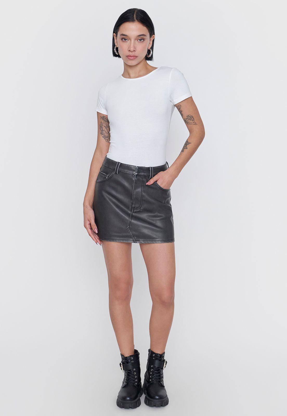 Falda Mujer Ecocuero Gris Corona-0