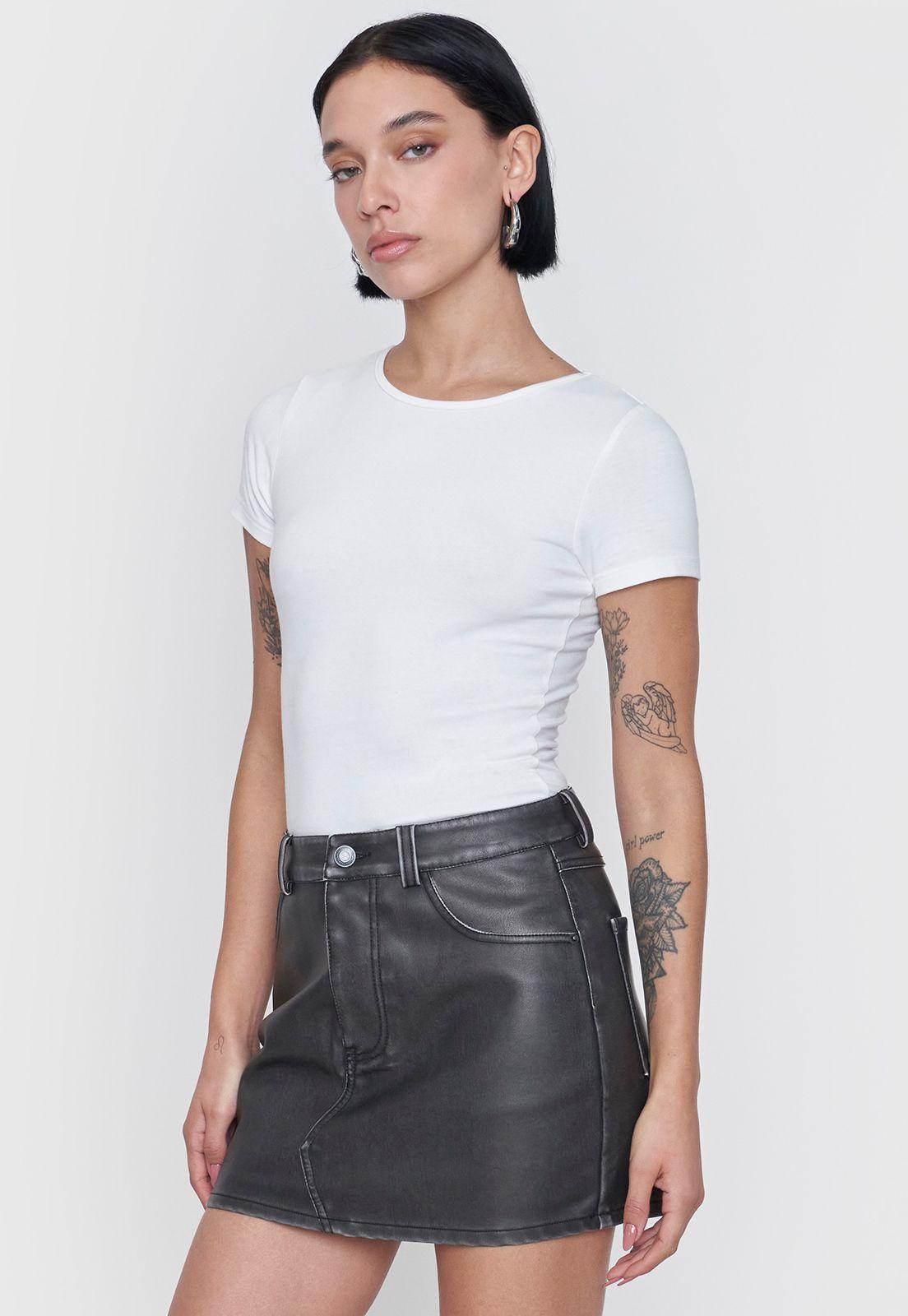 Falda Mujer Ecocuero Gris Corona-3