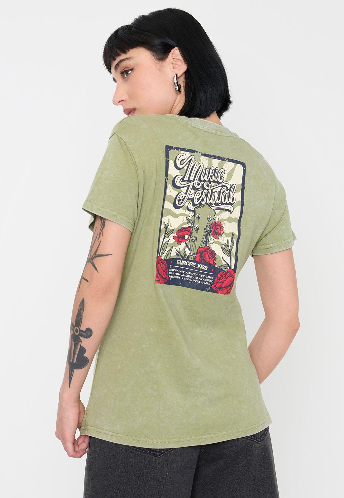 Polera Mujer Fun Regular Fit Verde Oliva Corona-2