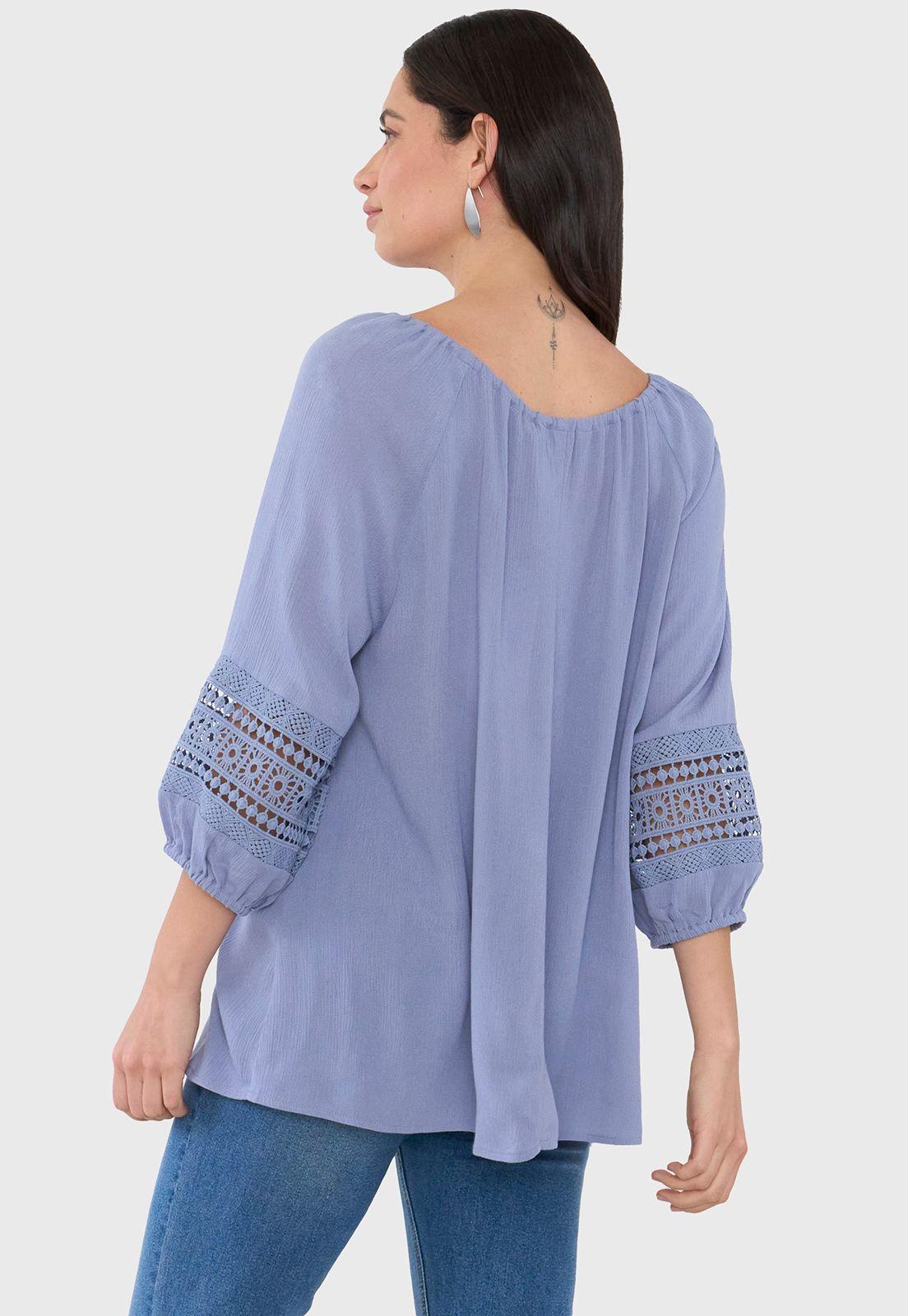 Blusa Mujer Manga 3/4 Celeste Corona-1