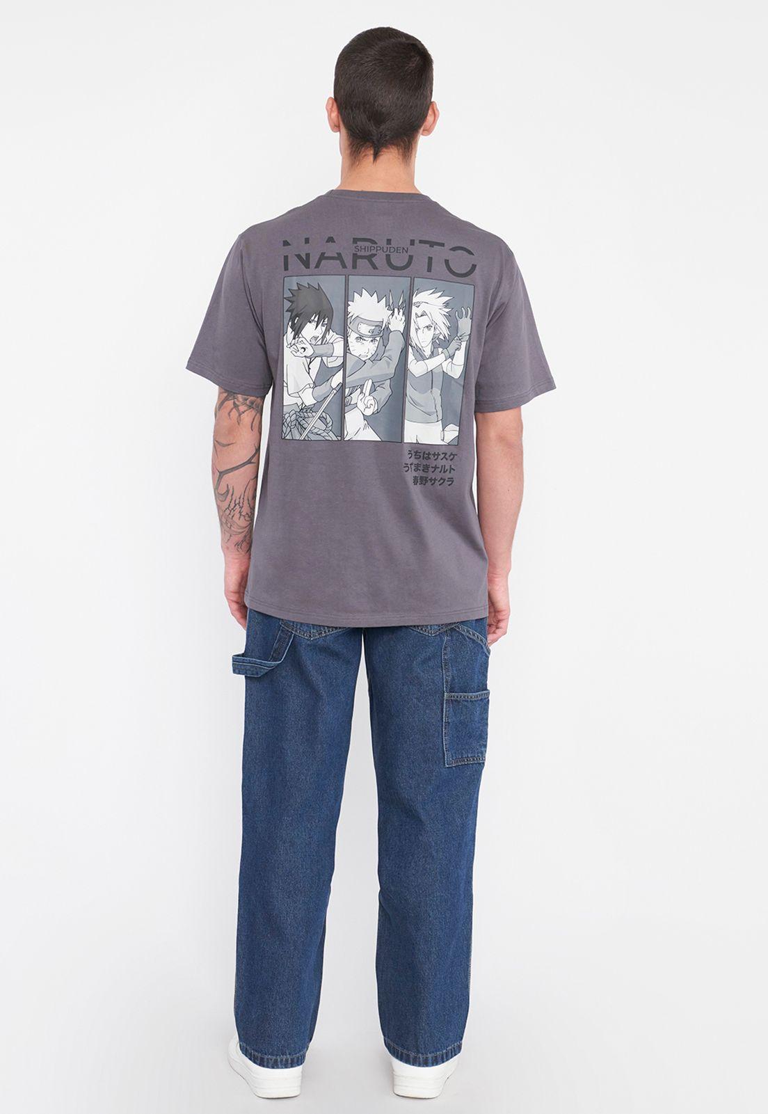 Polera Hombre Licencia Naruto Gris Naruto Corona-2