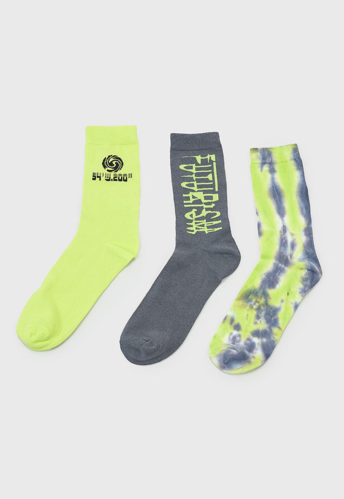 Calcetines Hombre Print Tripack Verde Corona-2
