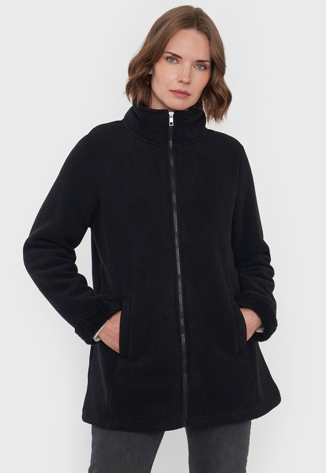 Chaqueta Mujer Polar Larga Negro Corona-0