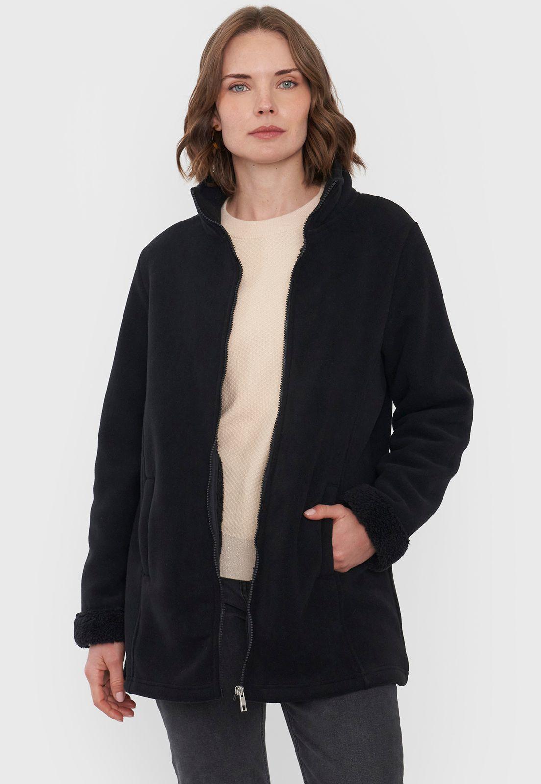 Chaqueta Mujer Polar Larga Negro Corona-2