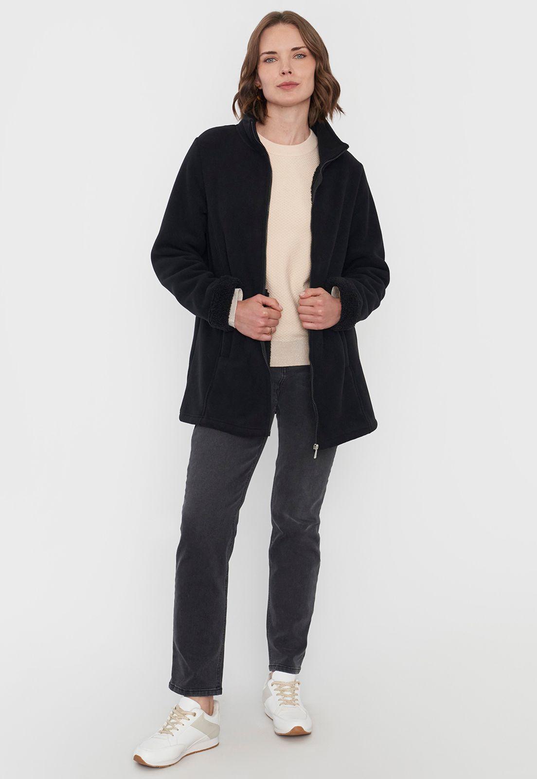 Chaqueta Mujer Polar Larga Negro Corona-3
