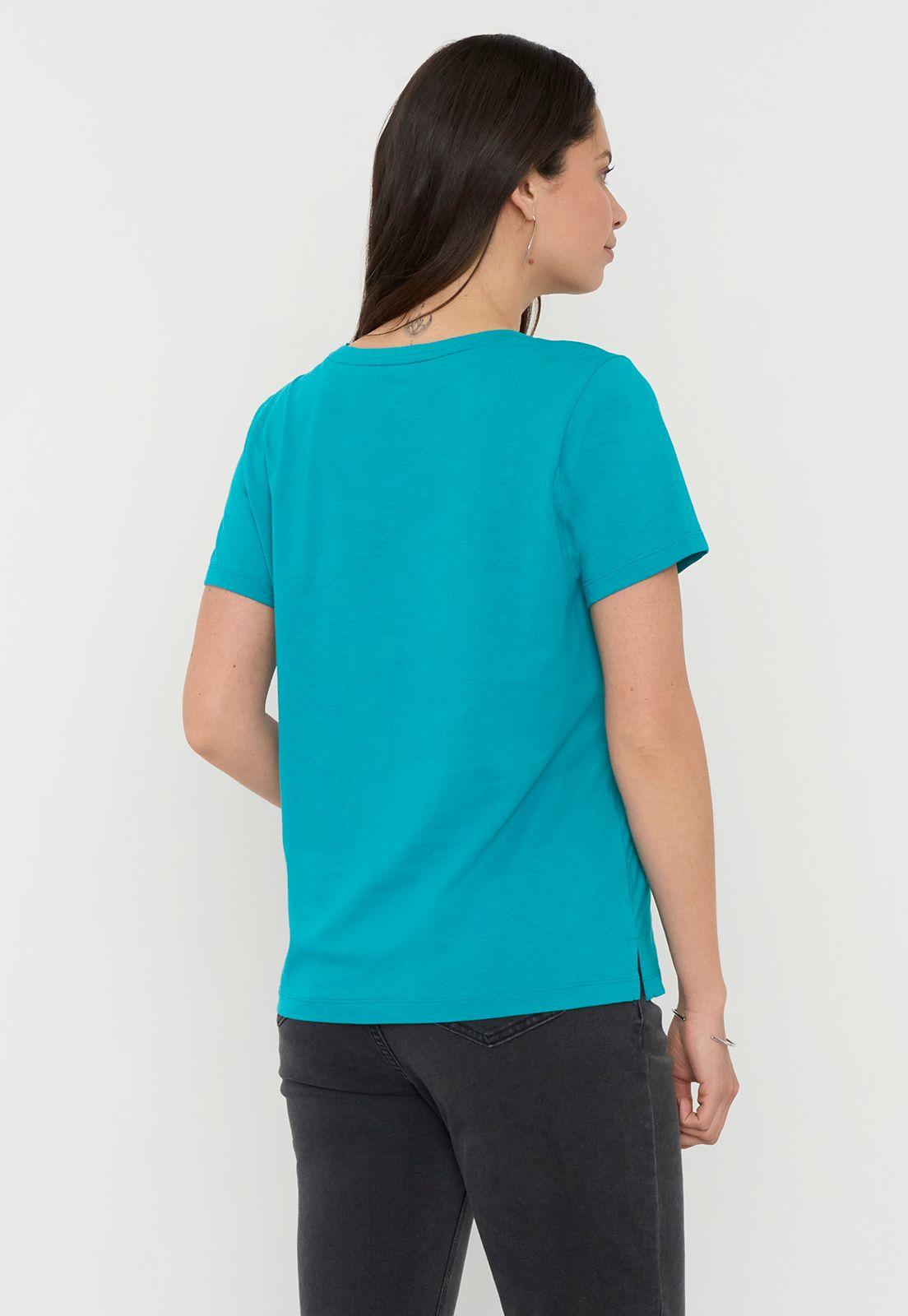 Polera Mujer M/C Focal Print Celeste Corona-1