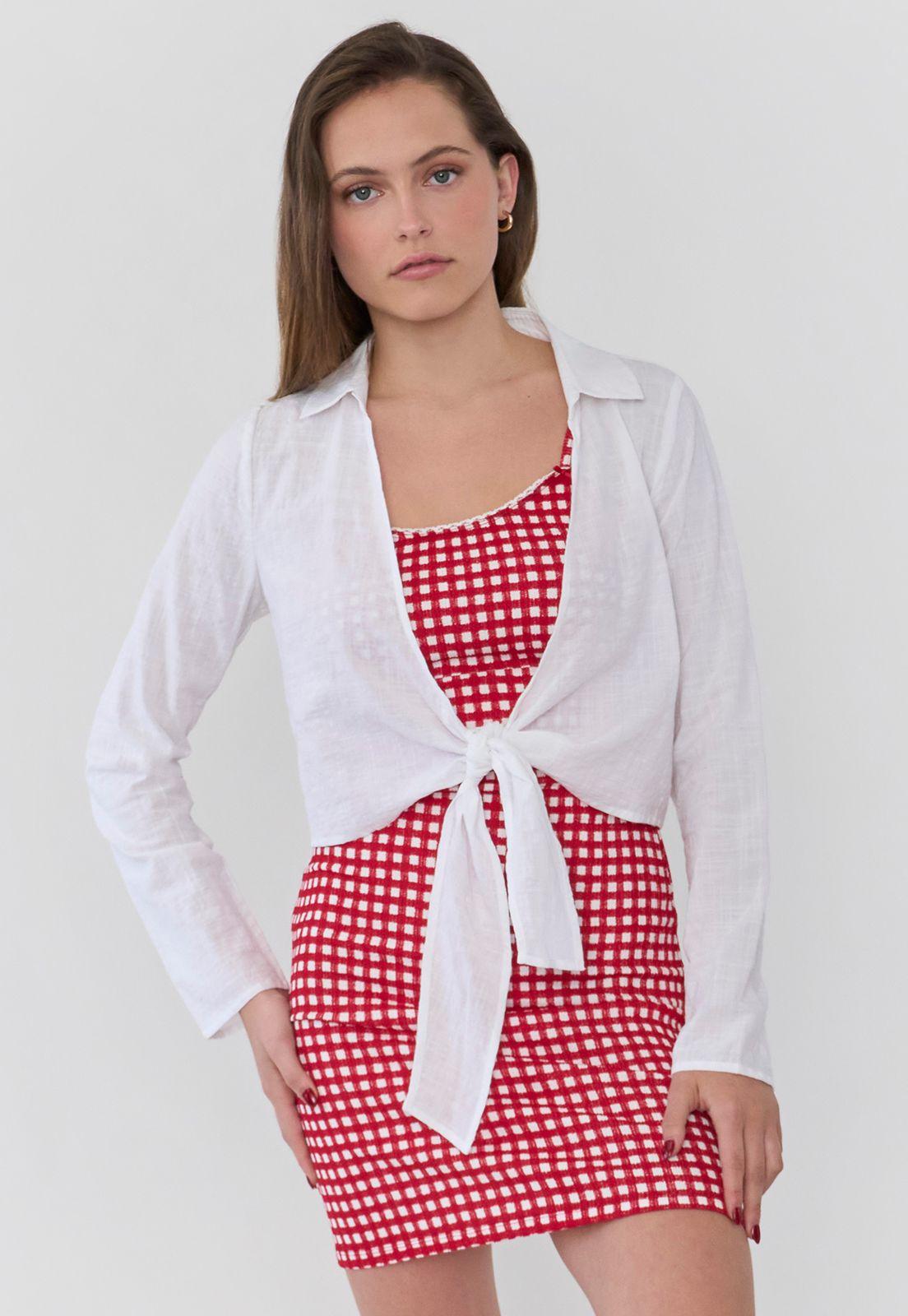 Busa Mujer Camisera Amarras Blanco Corona-0