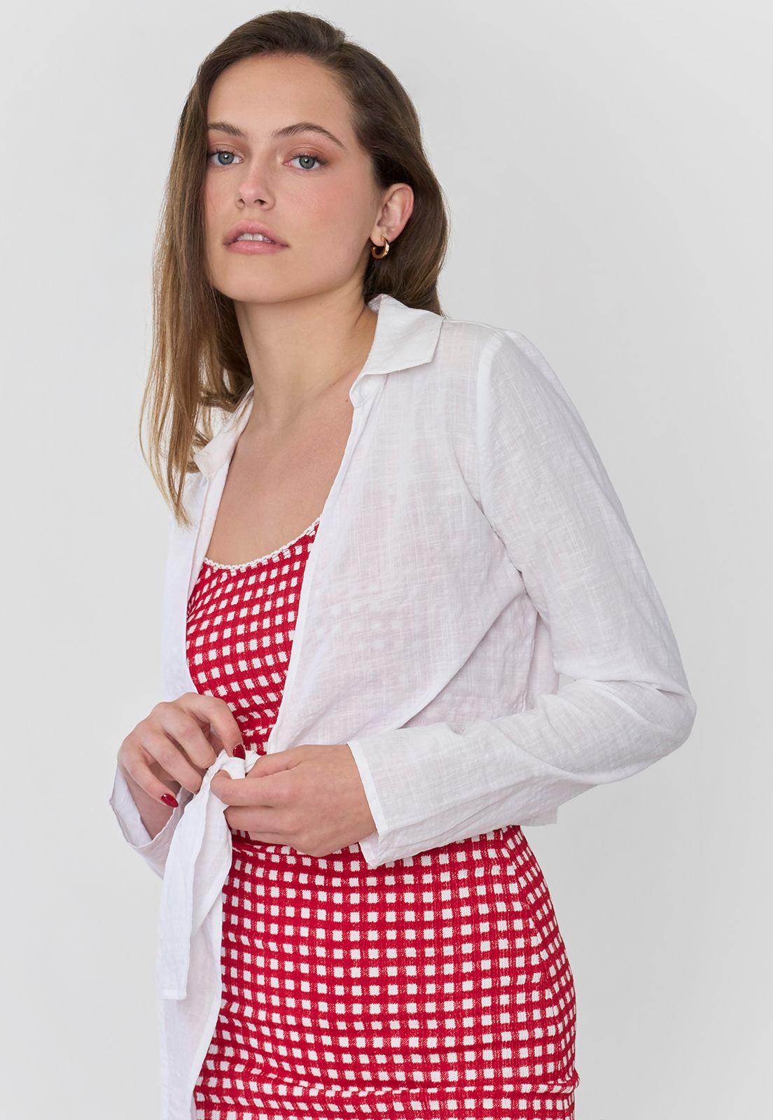 Busa Mujer Camisera Amarras Blanco Corona-2