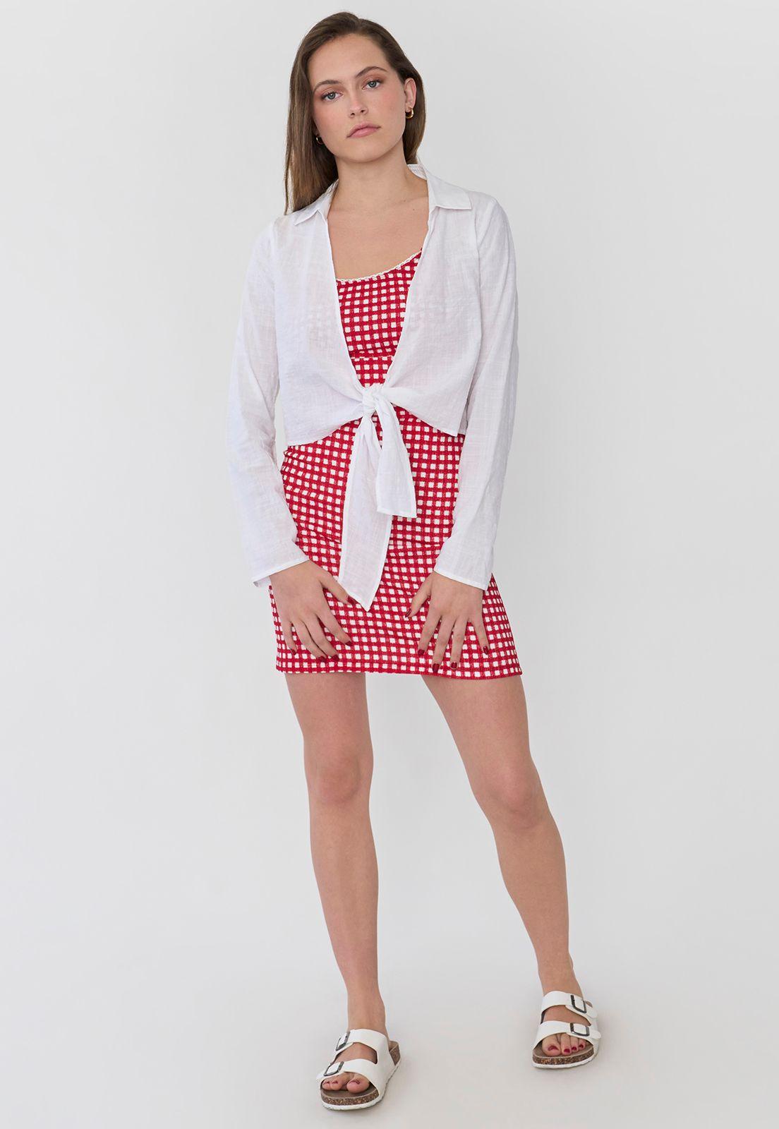 Busa Mujer Camisera Amarras Blanco Corona-3