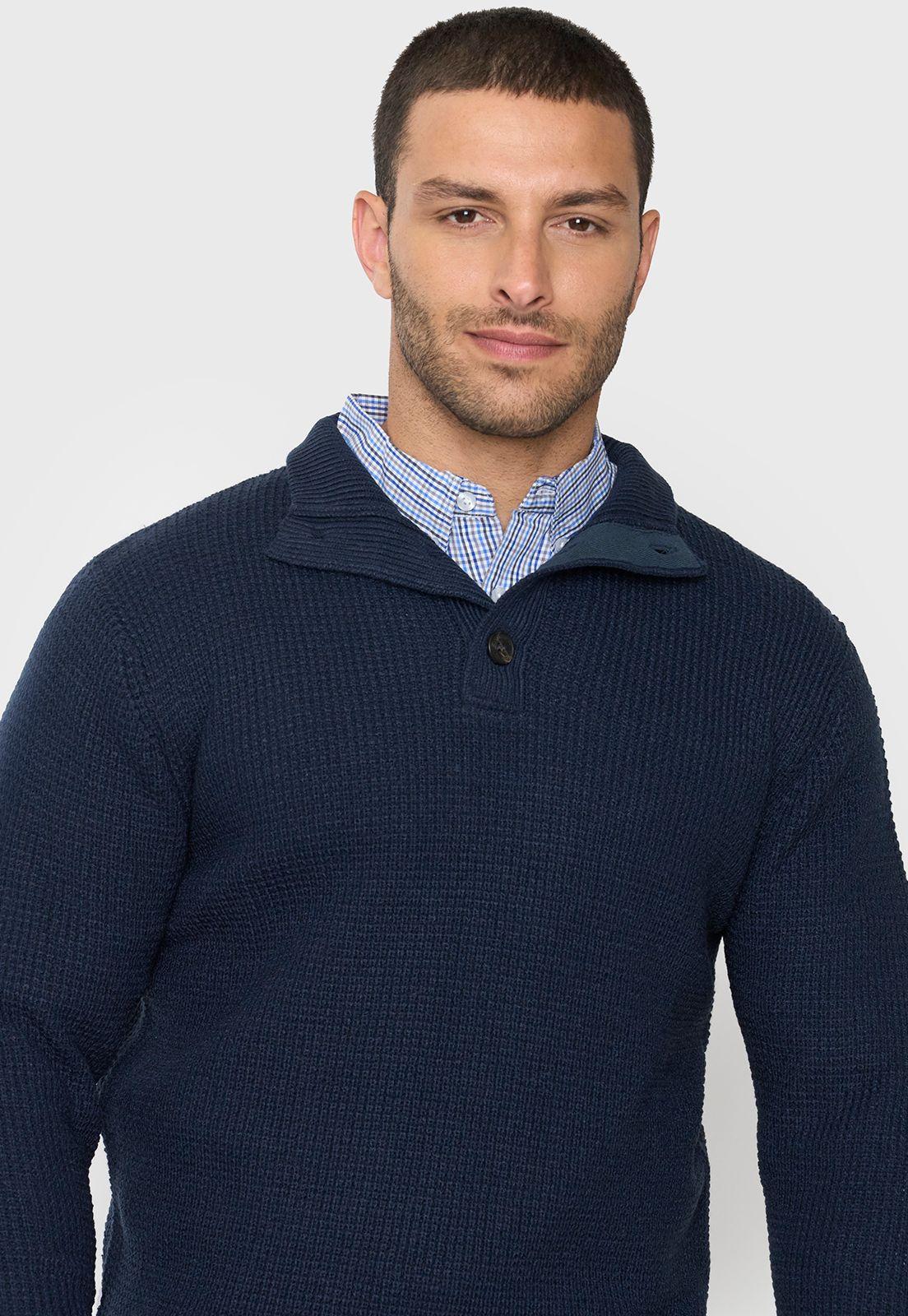 Tejido Hombre Cuello Botones Azul Corona-2